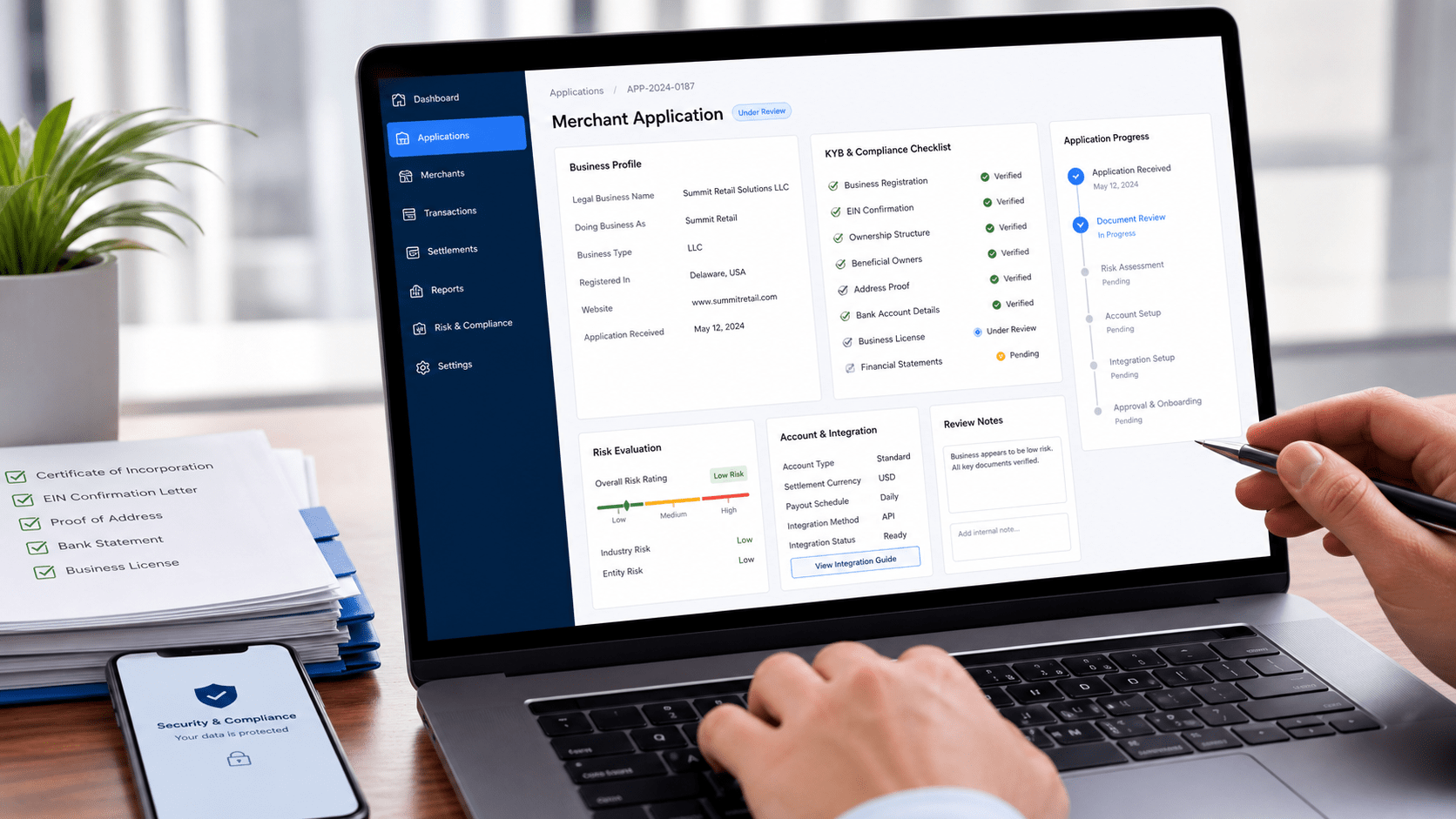 Merchant document review